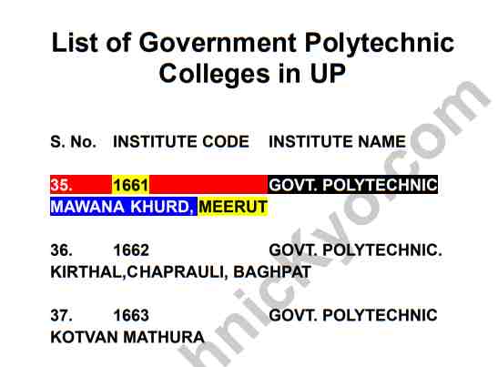 PDF List of Government Polytechnic Colleges in UP 2025 PDF List by polytechnickyo